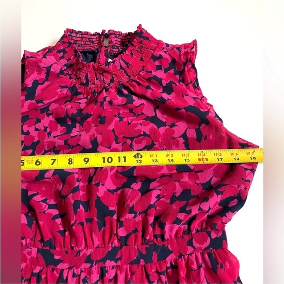 J. Crew Sleeveless Summer Dress Magenta Navy Blue smocked-neck midi dress size 6 - Picture 11 of 16